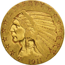 Coin, United States, Indian Head, $5, Half Eagle, 1911, U.S. Mint, Philadelphia