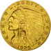 Moneta, Stati Uniti, Indian Head, $2.50, Quarter Eagle, 1925, U.S. Mint, Denver