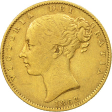 Gran Bretaña, Victoria, Sovereign, 1862, BC+, Oro, KM:736.1