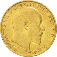 Moneda, Gran Bretaña, Edward VII, 1/2 Sovereign, 1902, MBC, Oro, KM:804