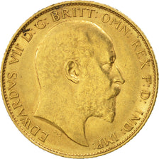 Gran Bretaña, Edward VII, 1/2 Sovereign, 1906, MBC+, Oro, KM:804