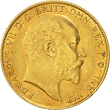 Gran Bretaña, Edward VII, 1/2 Sovereign, 1908, MBC+, Oro, KM:804