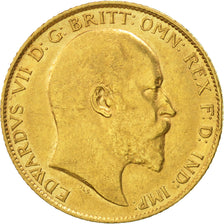 Gran Bretaña, Edward VII, 1/2 Sovereign, 1910, MBC+, Oro, KM:804