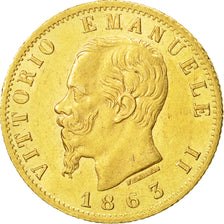 Monnaie, Italie, Vittorio Emanuele II, 20 Lire, 1863, Torino, SUP+, Or, KM:10.1