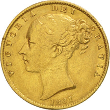 Moneta, Gran Bretagna, Victoria, Sovereign, 1861, BB, Oro, KM:736.1