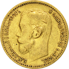 Russia, Nicholas II, 5 Roubles, 1898, St. Petersburg, BB, Oro, KM:62