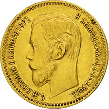 Russia, Nicholas II, 5 Roubles, 1898, St. Petersburg, EF(40-45), Gold, KM:62