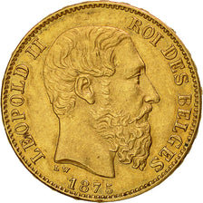 Münze, Belgien, Leopold II, 20 Francs, 20 Frank, 1875, SS+, Gold, KM:37