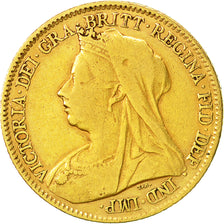 Gran Bretaña, Victoria, 1/2 Sovereign, 1894, BC+, Oro, KM:784