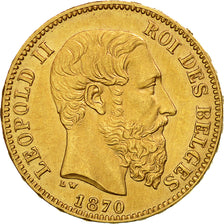 Moneta, Belgio, Leopold II, 20 Francs, 20 Frank, 1870, BB+, Oro, KM:32