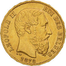 Coin, Belgium, Leopold II, 20 Francs, 20 Frank, 1878, AU(50-53), Gold, KM:37