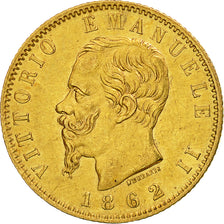 Italia, Vittorio Emanuele II, 20 Lire, 1862, Torino, BB+, Oro, KM:10.1