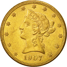 Vereinigte Staaten, Coronet Head, $10, Eagle, 1907, Denver, UNZ, Gold, KM:102