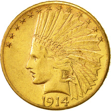 Stati Uniti, Indian Head, $10, Eagle, 1914, U.S. Mint, Denver, SPL-, Oro, KM:130