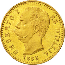 Coin, Italy, Umberto I, 20 Lire, 1883, Rome, MS(60-62), Gold, KM:21