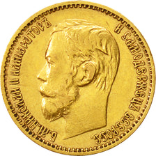 Russland, Nicholas II, 5 Roubles, 1898, St. Petersburg, SS+, Gold, KM:62