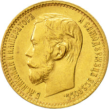 Moneda, Rusia, Nicholas II, 5 Roubles, 1898, St. Petersburg, EBC, Oro, KM:62