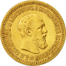 Munten, Rusland, Alexander III, 5 Roubles, 1889, St. Petersburg, ZF+, Goud