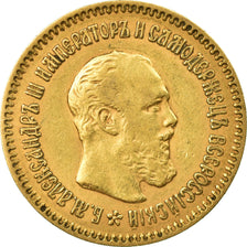 Moneda, Rusia, Alexander III, 5 Roubles, 1889, St. Petersburg, MBC, Oro, KM:42