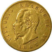 Munten, Italië, Vittorio Emanuele II, 20 Lire, 1863, Torino, FR+, Goud, KM:10.1