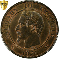 Frankreich, Napoleon III, 10 Centimes, 1855, Paris, PCGS MS64BN, KM 771.1