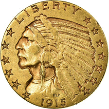 Moeda, Estados Unidos da América, Indian Head, $5, Half Eagle, 1915