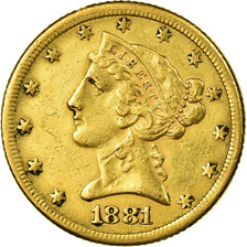 Moneda, Estados Unidos, Coronet Head, $5, Half Eagle, 1881, Philadelphia, MBC