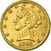 Moneta, Stati Uniti, Coronet Head, $5, Half Eagle, 1882, Philadelphia, BB+, Oro