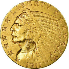 Coin, United States, Indian Head, $5, Half Eagle, 1911, U.S. Mint, San