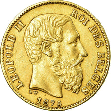 Münze, Belgien, Leopold II, 20 Francs, 20 Frank, 1875, SS, Gold, KM:37