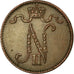 Moneta, Finlandia, Nicholas II, Penni, 1909, AU(55-58), Miedź, KM:13