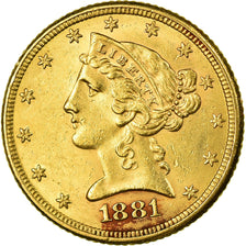 Münze, Vereinigte Staaten, Coronet Head, $5, Half Eagle, 1881, Philadelphia