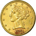 Moneta, Stati Uniti, Coronet Head, $5, Half Eagle, 1881, Philadelphia, BB+, Oro