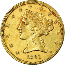 Münze, Vereinigte Staaten, Coronet Head, $5, Half Eagle, 1861, Philadelphia