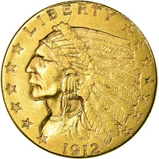 Moneda, Estados Unidos, Indian Head, $2.50, Quarter Eagle, 1912, Philadelphia