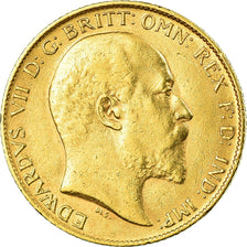 Coin, Great Britain, Edward VII, 1/2 Sovereign, 1910, AU(50-53), Gold, KM:804