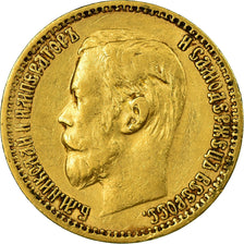 Coin, Russia, Nicholas II, 5 Roubles, 1898, St. Petersburg, AU(50-53), Gold