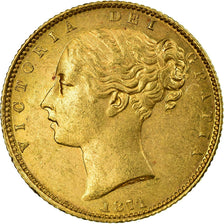 Coin, Great Britain, Victoria, Sovereign, 1871, MS(60-62), Gold, KM:736.2