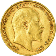 Coin, Great Britain, Edward VII, 1/2 Sovereign, 1907, AU(50-53), Gold, KM:804