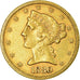 Moneta, Stati Uniti, Coronet Head, $5, Half Eagle, 1880, Philadelphia, BB, Oro