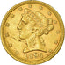 Moneta, Stati Uniti, Coronet Head, $5, Half Eagle, 1894, Philadelphia, BB+, Oro