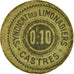 Moneda, Francia, Syndicat des Limonadiers, Castres, 0.10 Franc, BC+, Cardboard