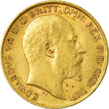 Moneda, Gran Bretaña, Edward VII, 1/2 Sovereign, 1904, MBC+, Oro, KM:804