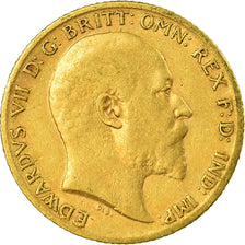 Moeda, Grã-Bretanha, Edward VII, 1/2 Sovereign, 1906, EF(40-45), Dourado