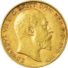 Coin, Great Britain, Edward VII, 1/2 Sovereign, 1909, EF(40-45), Gold, KM:804