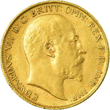 Munten, Groot Bretagne, Edward VII, 1/2 Sovereign, 1910, ZF, Goud, KM:804