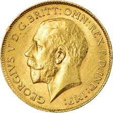 Moneda, Gran Bretaña, George V, 1/2 Sovereign, 1913, MBC+, Oro, KM:819