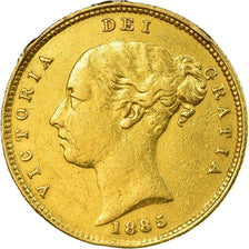 Monnaie, Grande-Bretagne, Victoria, 1/2 Sovereign, 1885, Londres, TTB, Or