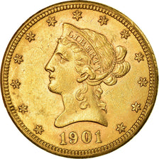 Moneta, USA, Coronet Head, $10, Eagle, 1901, New Orleans, AU(55-58), Złoto