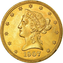 Coin, United States, Coronet Head, $10, Eagle, 1907, Philadelphia, MS(63), Gold